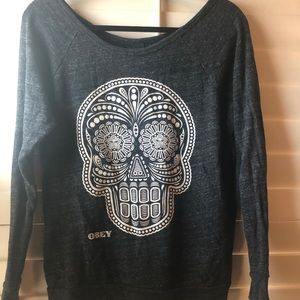 Obey gray skull sweater
